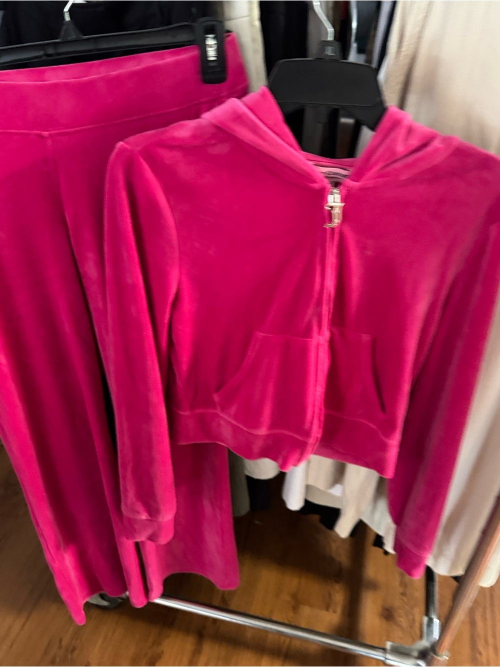 Juicy Couture Pink Velour Zip Hoodie and Pants Set